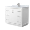 Custom image for White with Brushed Nickel Trim / White Carrara Marble / No Mirror