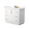 Custom image for White with Satin Bronze Trim / Carrara Cultured Marble / No Mirror