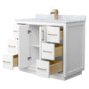Custom image for White with Satin Bronze Trim / White Carrara Marble / No Mirror
