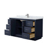 Custom image for Dark Blue with Brushed Nickel Trim / White Carrara Marble / No Mirror