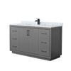 Custom image for Dark Gray with Matte Black Trim / White Carrara Marble / No Mirror