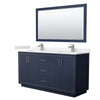 Custom image for Dark Blue with Brushed Nickel Trim / White Cultured Marble / 58