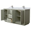 Custom image for Light Green with Brushed Nickel Trim / White Carrara Marble / No Mirror