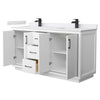 Custom image for White with Matte Black Trim / White Cultured Marble / No Mirror