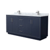 Custom image for Dark Blue with Brushed Nickel Trim / White Carrara Marble / No Mirror