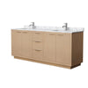 Custom image for Light Straw with Brushed Nickel Trim / White Carrara Marble / No Mirror