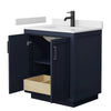 Custom image for Dark Blue with Matte Black Trim / White Cultured Marble / No Mirror
