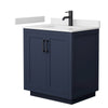 Custom image for Dark Blue with Matte Black Trim / White Cultured Marble / No Mirror