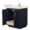 Custom image for Dark Blue with Brushed Gold Trim / Carrara Cultured Marble / No Mirror