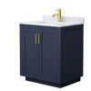 Custom image for Dark Blue with Brushed Gold Trim / White Carrara Marble / No Mirror