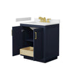 Custom image for Dark Blue with Brushed Gold Trim / White Cultured Marble / No Mirror