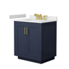 Custom image for Dark Blue with Brushed Gold Trim / White Cultured Marble / No Mirror