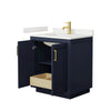 Custom image for Dark Blue with Brushed Gold Trim / White Quartz / No Mirror