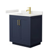 Custom image for Dark Blue with Brushed Gold Trim / White Quartz / No Mirror