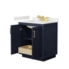 Custom image for Dark Blue with Brushed Gold Trim / White Quartz / No Mirror