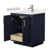 Custom image for Dark Blue with Brushed Nickel Trim / Carrara Cultured Marble / No Mirror