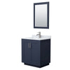 Custom image for Dark Blue with Brushed Nickel Trim / White Carrara Marble / 24