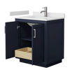 Custom image for Dark Blue with Brushed Nickel Trim / White Cultured Marble / No Mirror