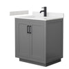 Custom image for Dark Gray with Matte Black Trim / Carrara Cultured Marble / No Mirror