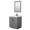 Custom image for Dark Gray with Matte Black Trim / White Carrara Marble / 24
