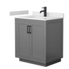 Custom image for Dark Gray with Matte Black Trim / White Cultured Marble / No Mirror