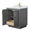 Custom image for Dark Gray with Brushed Gold Trim / White Carrara Marble / No Mirror