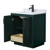 Custom image for Green with Matte Black Trim / White Carrara Marble / No Mirror