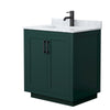 Custom image for Green with Matte Black Trim / White Carrara Marble / No Mirror