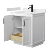 Custom image for White with Matte Black Trim / Carrara Cultured Marble / No Mirror