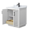 Custom image for White with Matte Black Trim / White Carrara Marble / No Mirror