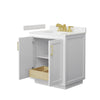 Custom image for White with Brushed Gold Trim / Carrara Cultured Marble / No Mirror