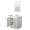 Custom image for White with Brushed Gold Trim / White Cultured Marble / 24