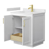 Custom image for White with Brushed Gold Trim / White Cultured Marble / No Mirror