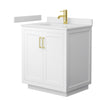Custom image for White with Brushed Gold Trim / White Cultured Marble / No Mirror