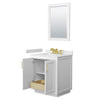 Custom image for White with Brushed Gold Trim / White Cultured Marble / 24