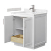 Custom image for White with Brushed Nickel Trim / Carrara Cultured Marble / No Mirror