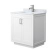 Custom image for White with Brushed Nickel Trim / White Carrara Marble / No Mirror