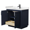 Custom image for Dark Blue with Matte Black Trim / Carrara Cultured Marble / No Mirror