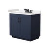 Custom image for Dark Blue with Matte Black Trim / Carrara Cultured Marble / No Mirror