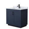 Custom image for Dark Blue with Matte Black Trim / White Carrara Marble / No Mirror