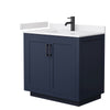 Custom image for Dark Blue with Matte Black Trim / White Cultured Marble / No Mirror