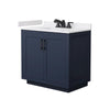 Custom image for Dark Blue with Matte Black Trim / White Cultured Marble / No Mirror
