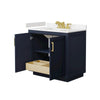 Custom image for Dark Blue with Brushed Gold Trim / Carrara Cultured Marble / No Mirror