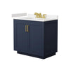 Custom image for Dark Blue with Brushed Gold Trim / Carrara Cultured Marble / No Mirror