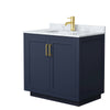 Custom image for Dark Blue with Brushed Gold Trim / White Carrara Marble / No Mirror
