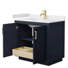 Custom image for Dark Blue with Brushed Gold Trim / White Cultured Marble / No Mirror