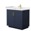 Custom image for Dark Blue with Brushed Gold Trim / White Cultured Marble / No Mirror