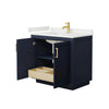 Custom image for Dark Blue with Brushed Gold Trim / White Quartz / No Mirror