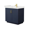 Custom image for Dark Blue with Brushed Gold Trim / White Quartz / No Mirror