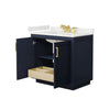 Custom image for Dark Blue with Brushed Gold Trim / White Quartz / No Mirror